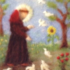 Cartolina: San Francesco d'Assisi e le tortorelle