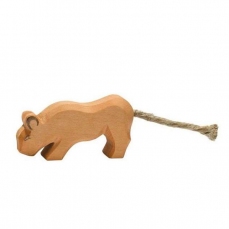 Leone cucciolo con la testa in su - in legno
