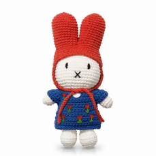 Coniglietta Miffy con vestitino blu tulipano e cappellino rosso