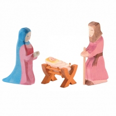 Presepe grande in legno - Maria, Giuseppe, Gesu e culla