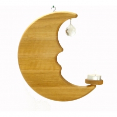 Luna in legno con cristallo e porta lumino