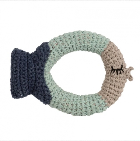 Sonagli in crochet di cotone biologico - pesce