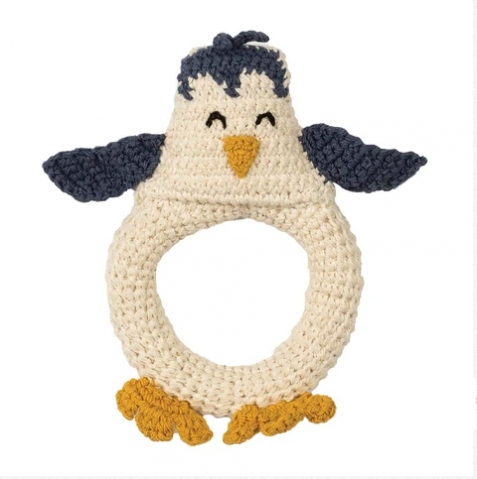 Sonagli in crochet di cotone biologico - pinguino
