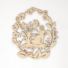 Decorazioni di Pasqua in legno - Coniglietto con i fiori