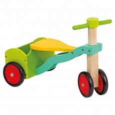 Triciclo colorato con porta oggetti in legno per bambini