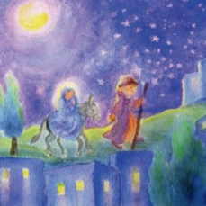 Cartolina: Maria e Giuseppe in fuga