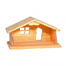 Casa delle bambole in legno con finestre