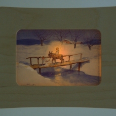 Lampada in legno - con porta cartolina