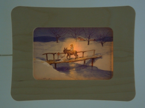 Lampada in legno - con porta cartolina