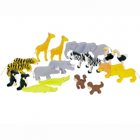 Animali in legno dell'Africa - 20 pezzi