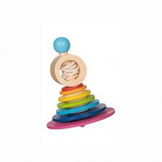 Trottola in legno tira il filo - arcobaleno