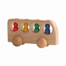 Autobus in legno naturale con 4 omini