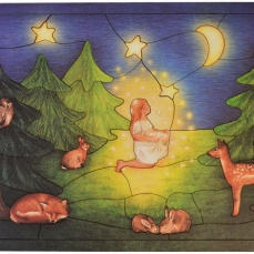 Puzzle in legno Pioggia di stelle (con i personaggi interi per giocare)