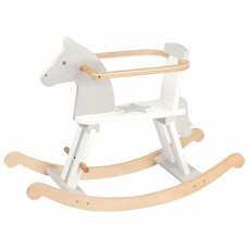 Cavallo a dondolo bianco con seduta per i più piccoli