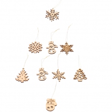 Decorazioni piccole in legno per l'albero di Natale  - 48 pezzi