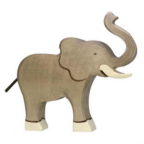 Elefante in legno con la proboscide in sù