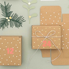 Scatoline con stelline dorate per il calendario dell'avvento - 24 pezzi