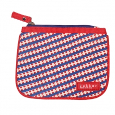 Bustina piatta in tela con cerniera - Dots on stripes