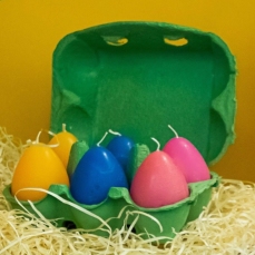 Candele a forma d'uovo colorate di cera riciclata - 6 pezzi