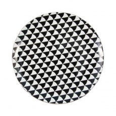 Piatto in melanina colorato geometrico bianco e nero