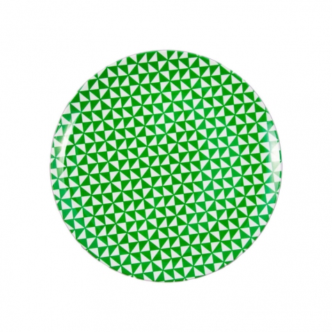 Piatto in melamina colorato geometrico verde e bianco - piccolo