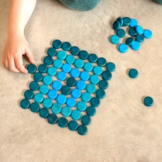 Mandala blu 36 pezzi in legno - Monete