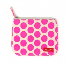 Bustina piatta in tela con cerniera - Piccola pochette - Pink Dots