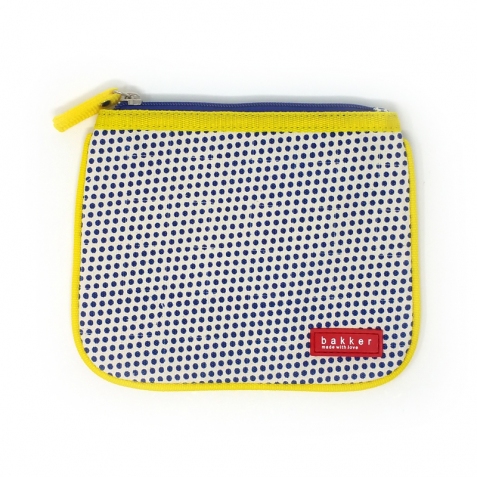 Bustina piatta in tela con cerniera - Piccola pochette - Mini Blue Dots