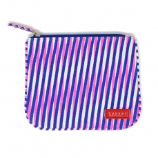 Bustina piatta in tela con cerniera - Piccola pochette - Pink & Blue
