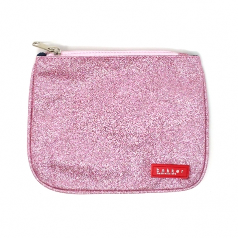 Bustina piatta in tela con cerniera - Piccola pochette - Glitter & Pink