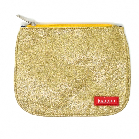 Bustina piatta in tela con cerniera - Piccola pochette - Glitter & Gold