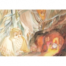 Cartolina: Il Nanetto radice e il Gufo