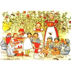 Cartolina: Bambini mirtillo rossi e blu