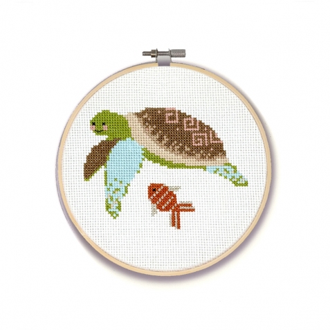 Punto croce - Kit per realizzare una tartaruga e un pesciolino