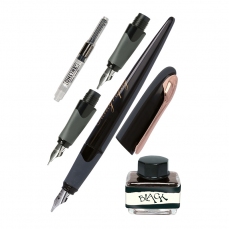 Confezione regalo - penna stilografica con tre pennini e inchiostro (nera)