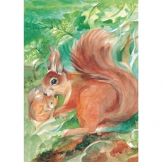 Cartolina: Amore materno di mamma scoiattolo