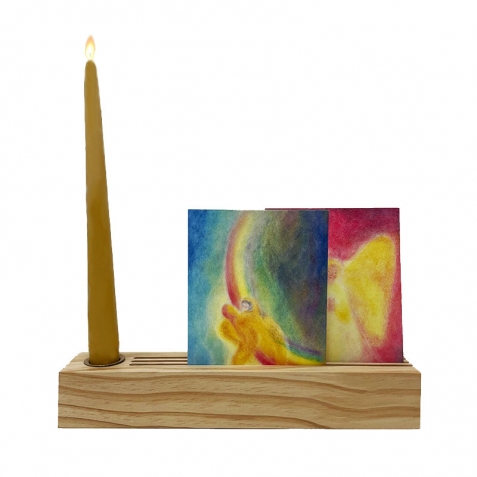 Porta candela e porta cartolina in legno