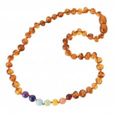 Collana di ambra con pietre preziose arcobaleno Chakra - 38cm